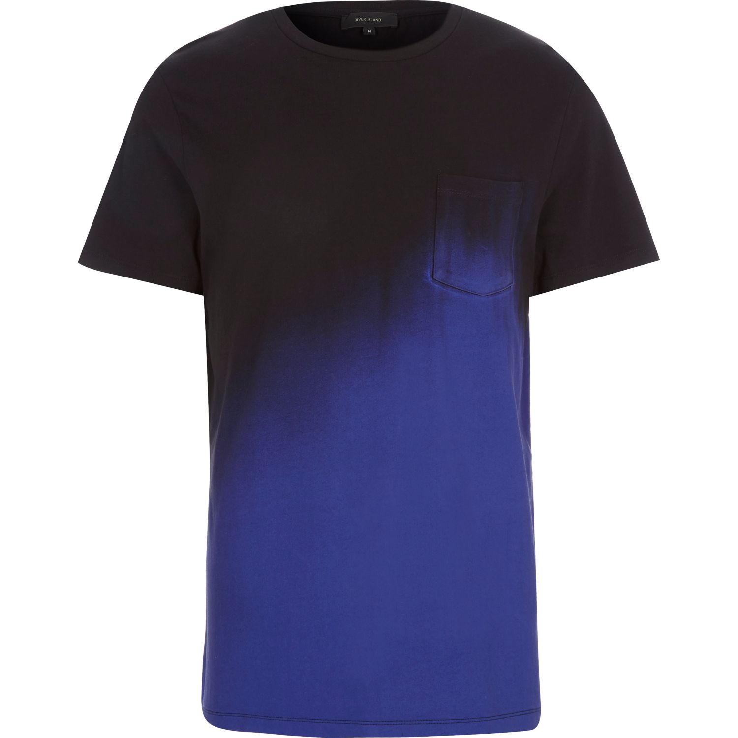 Lyst River Island Black And Blue Fade Pocket T Shirt In Black For Men