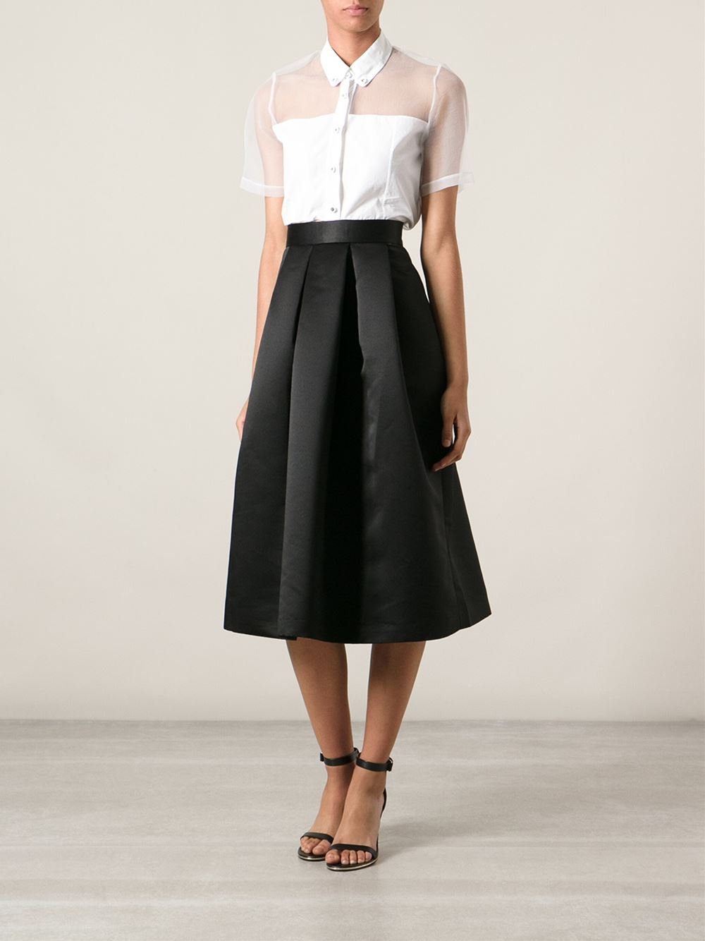 Lyst Lulu And Co Satin Box Pleated Skirt In Black