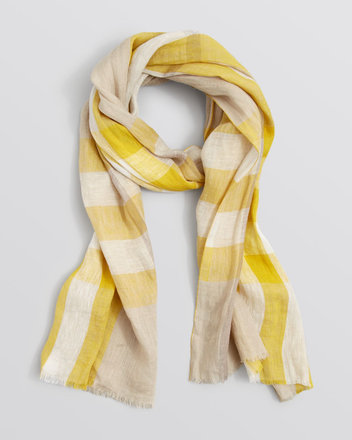 Burberry Giant Exploded Check Linen Scarf in Yellow Lyst