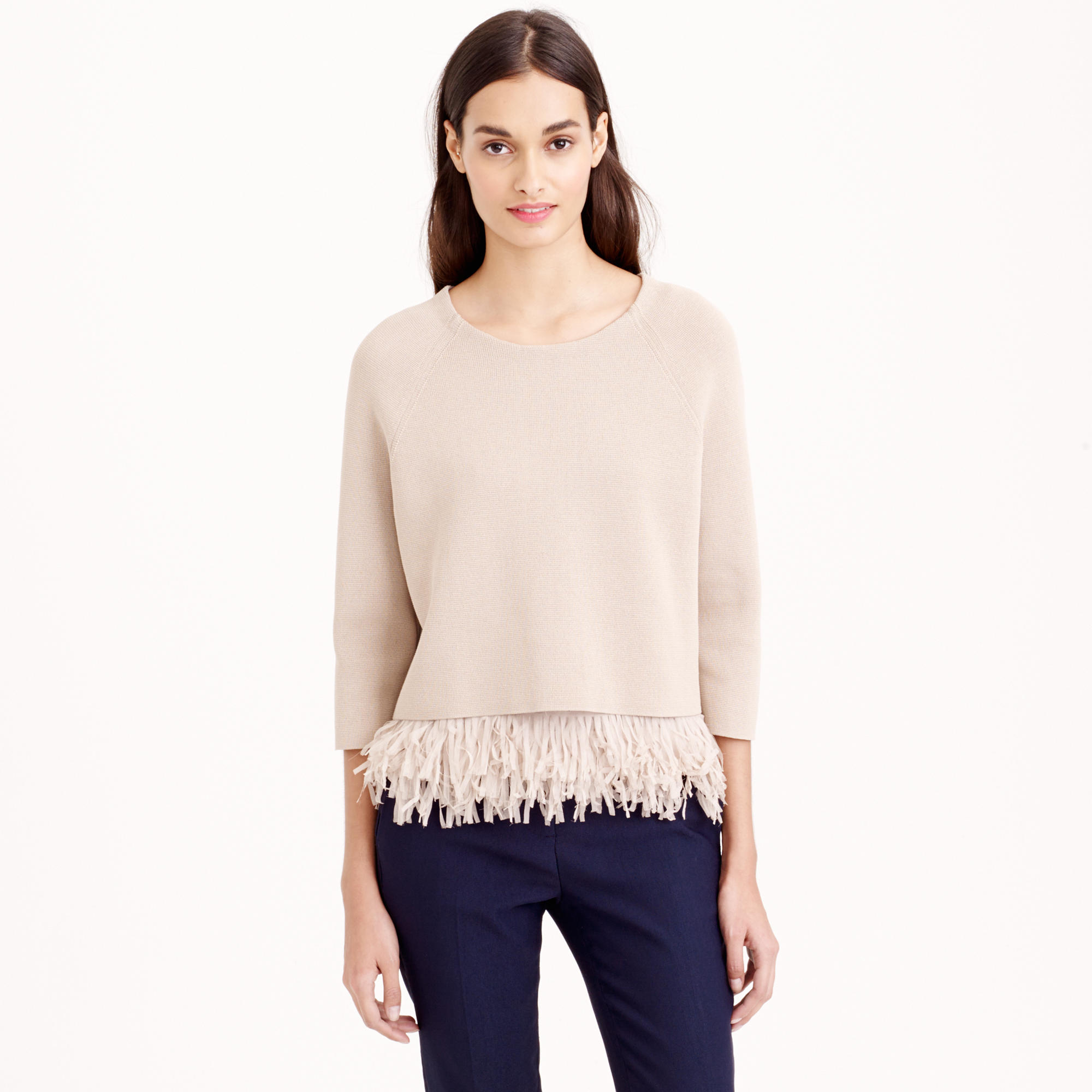 j crew collection chiffon fringe sweater in lyst j crew collection chiffon fringe sweater in lyst