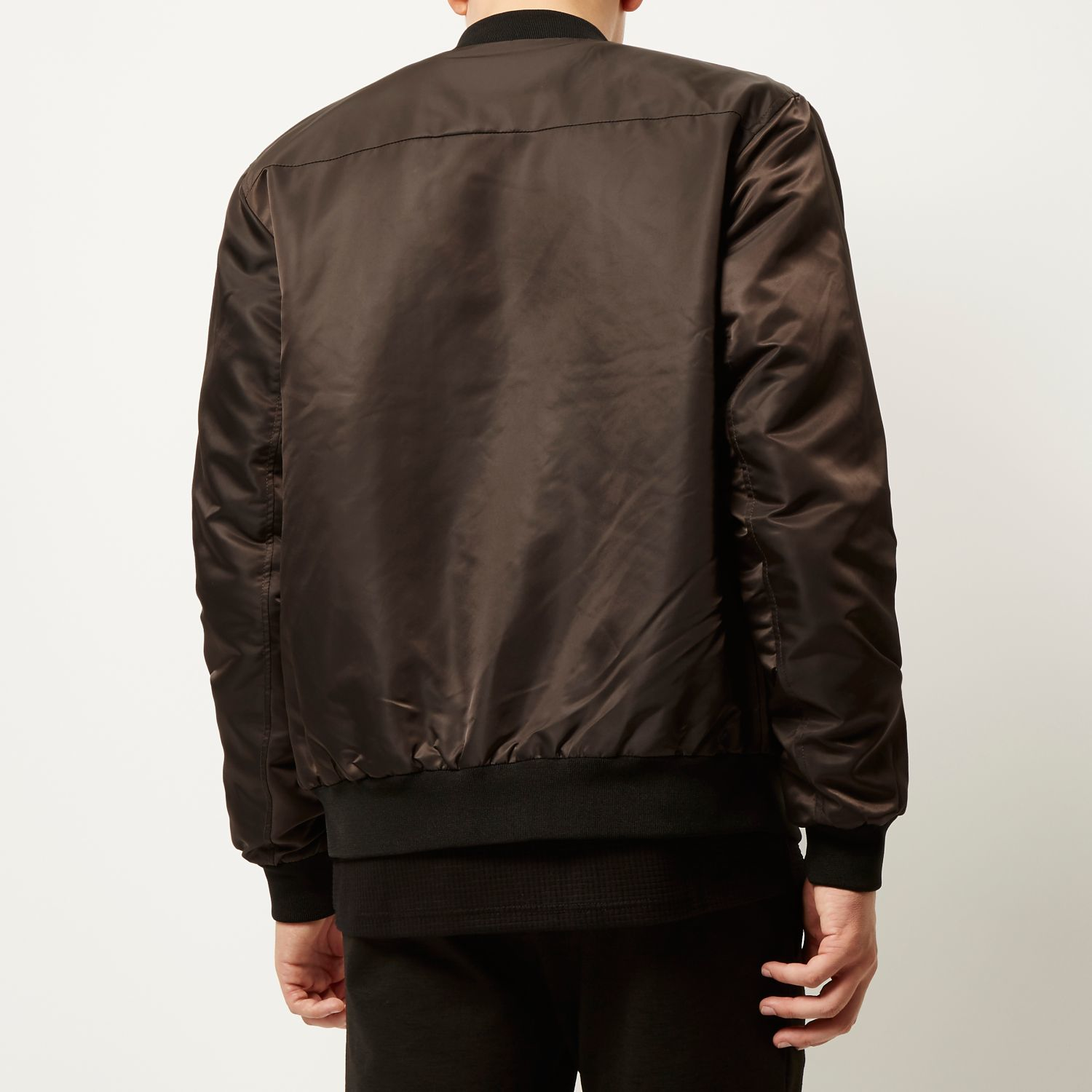 River island Dark Brown Casual Bomber Jacket in Brown for Men | Lyst
