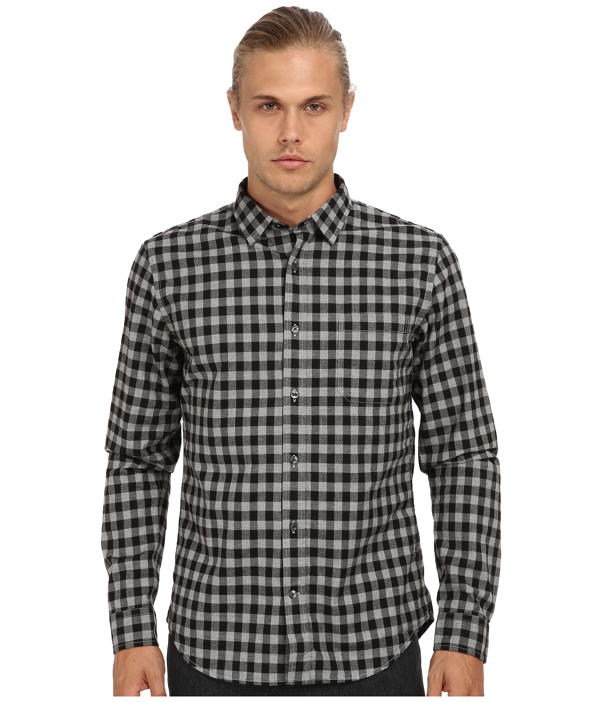 Vince Check Cotton-Flannel Shirt in Gray for Men (Grey) | Lyst