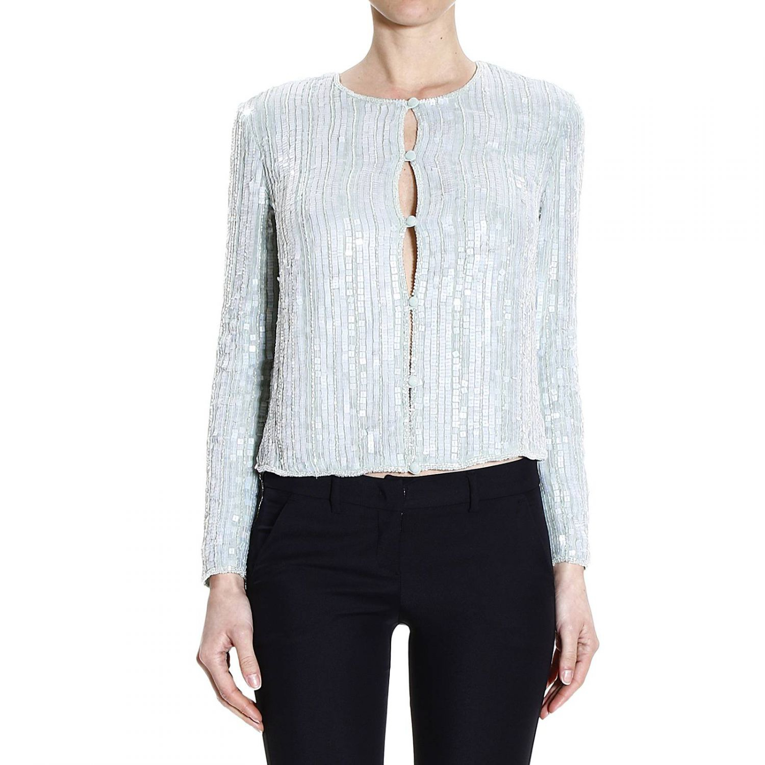 armani Jacket Without Collar Paillettes in Green Lyst