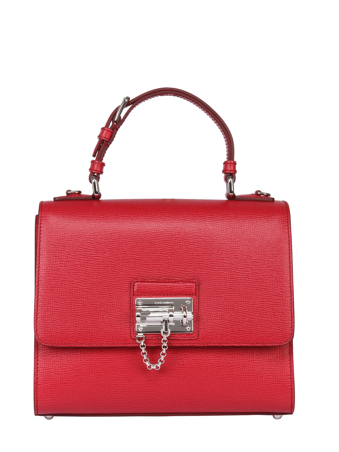 Dolce & Gabbana Monica Embossed Leather Top Handle Bag in Red - Lyst
