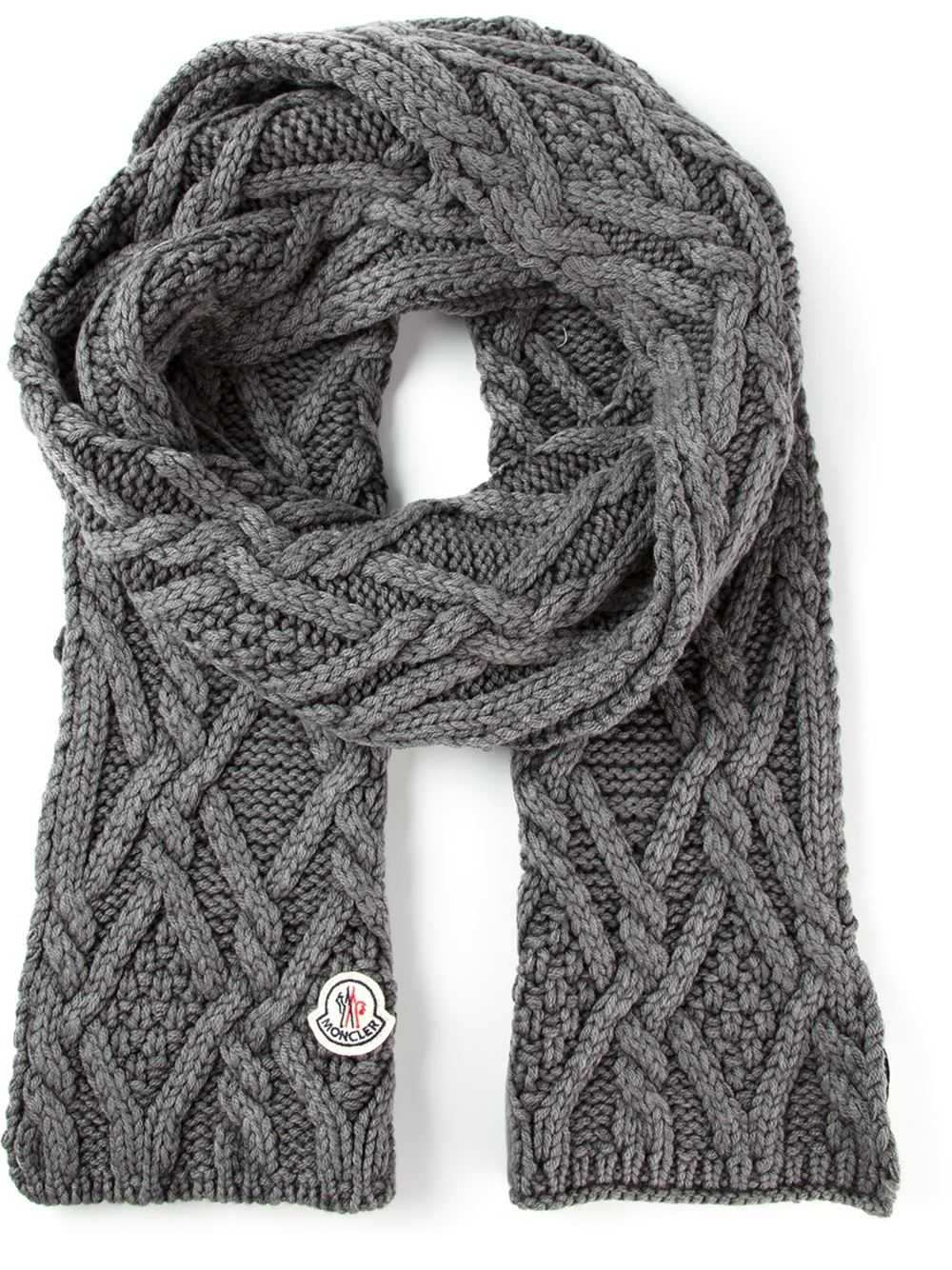 Lyst - Moncler Aran Knit Scarf in Gray for Men