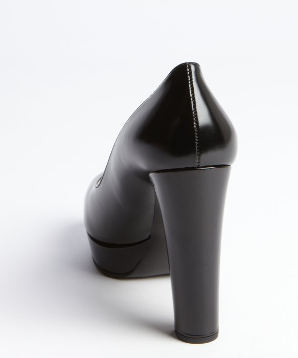 leather block heel pumps