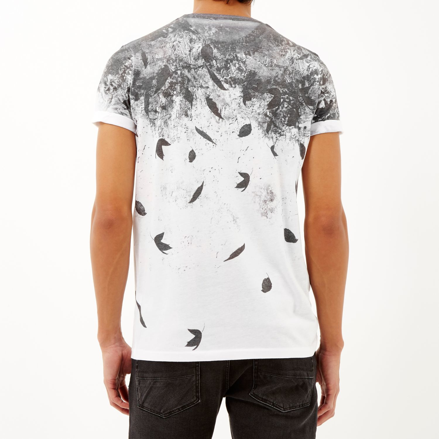 Lyst River Island White Faded Leaf Print Tshirt in White for Men