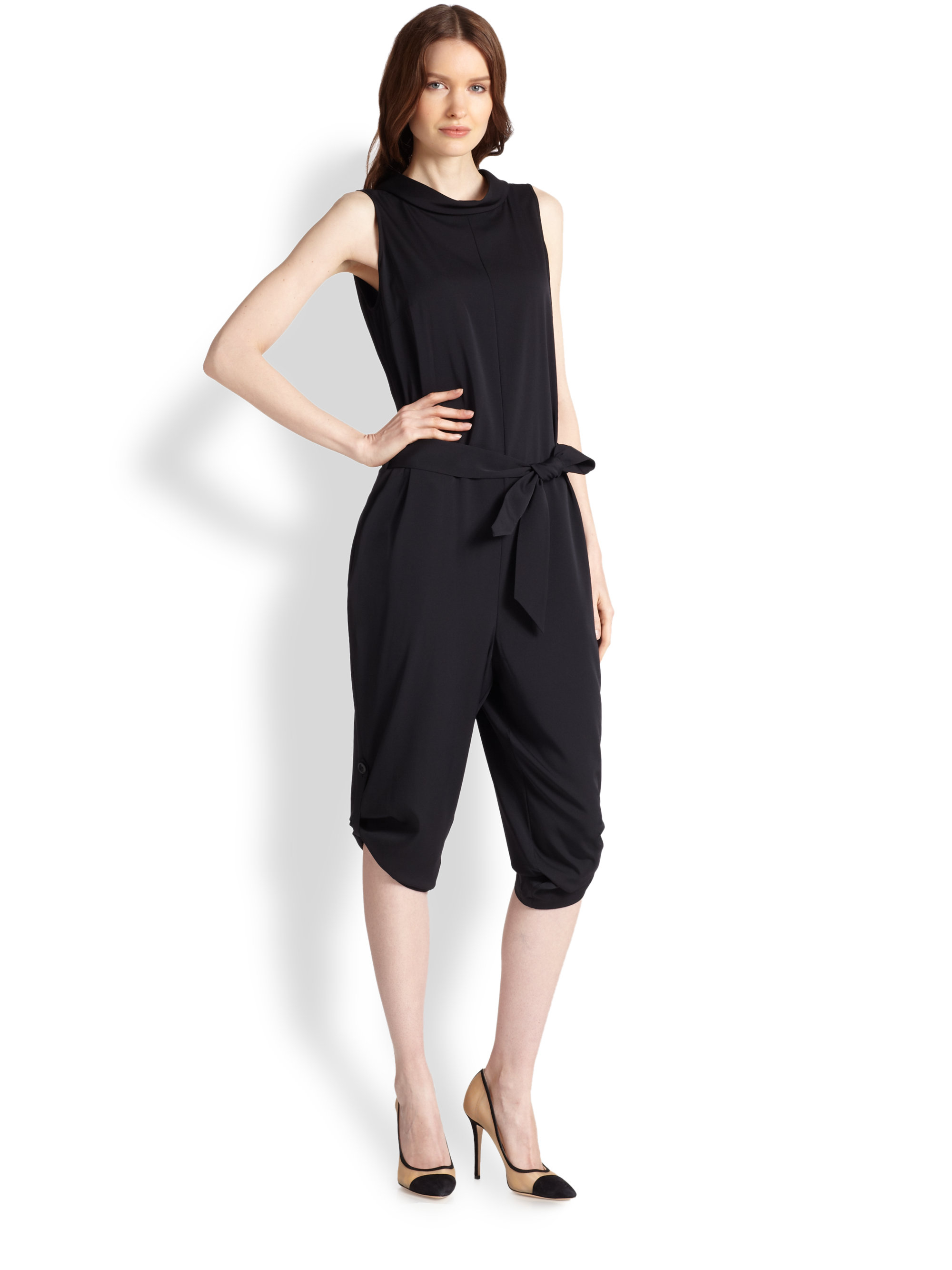 Lyst - Armani Stretch Silk Crepe Jumpsuit in Black