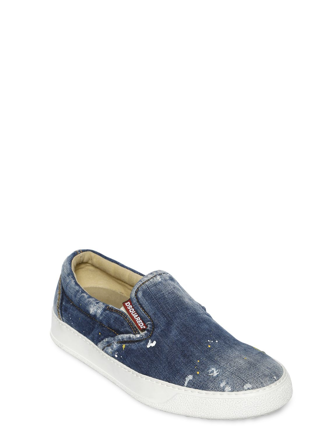 distressed slip on sneakers