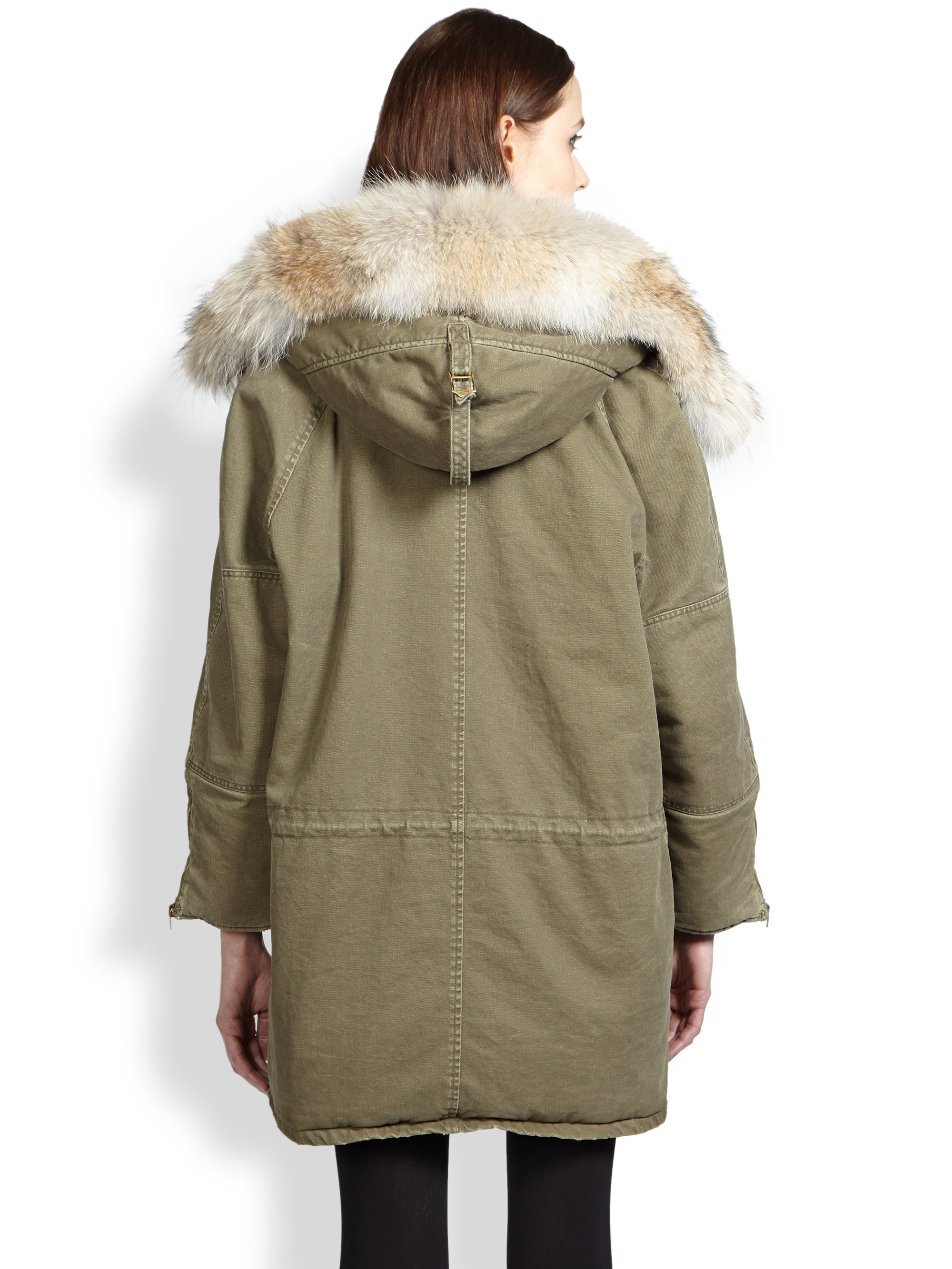Lyst Saint Laurent Furtrimmed Army Parka in Green