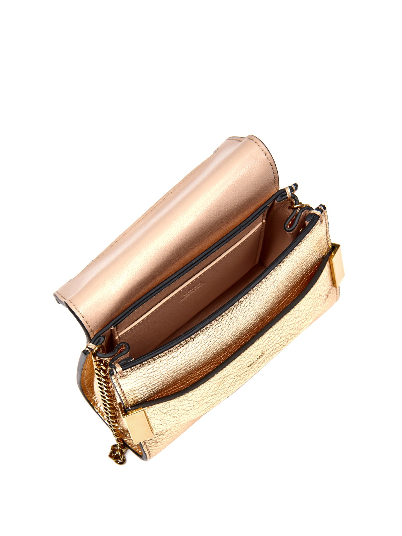 choloe handbags - Chlo Elle Mini Leather Clutch in Gold | Lyst