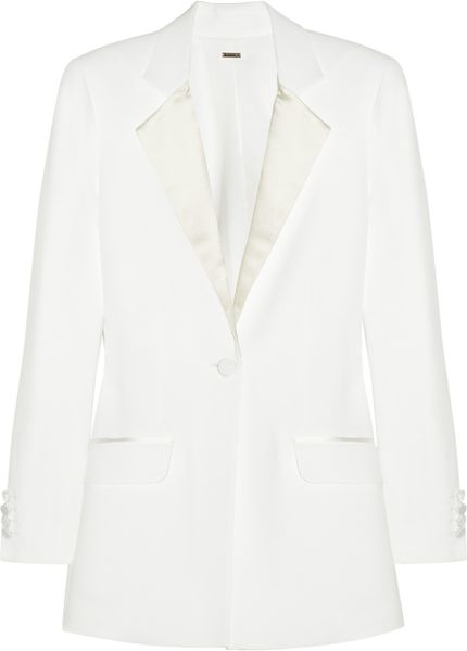 Adam Lippes Bar Crepe Tuxedo Jacket in White | Lyst