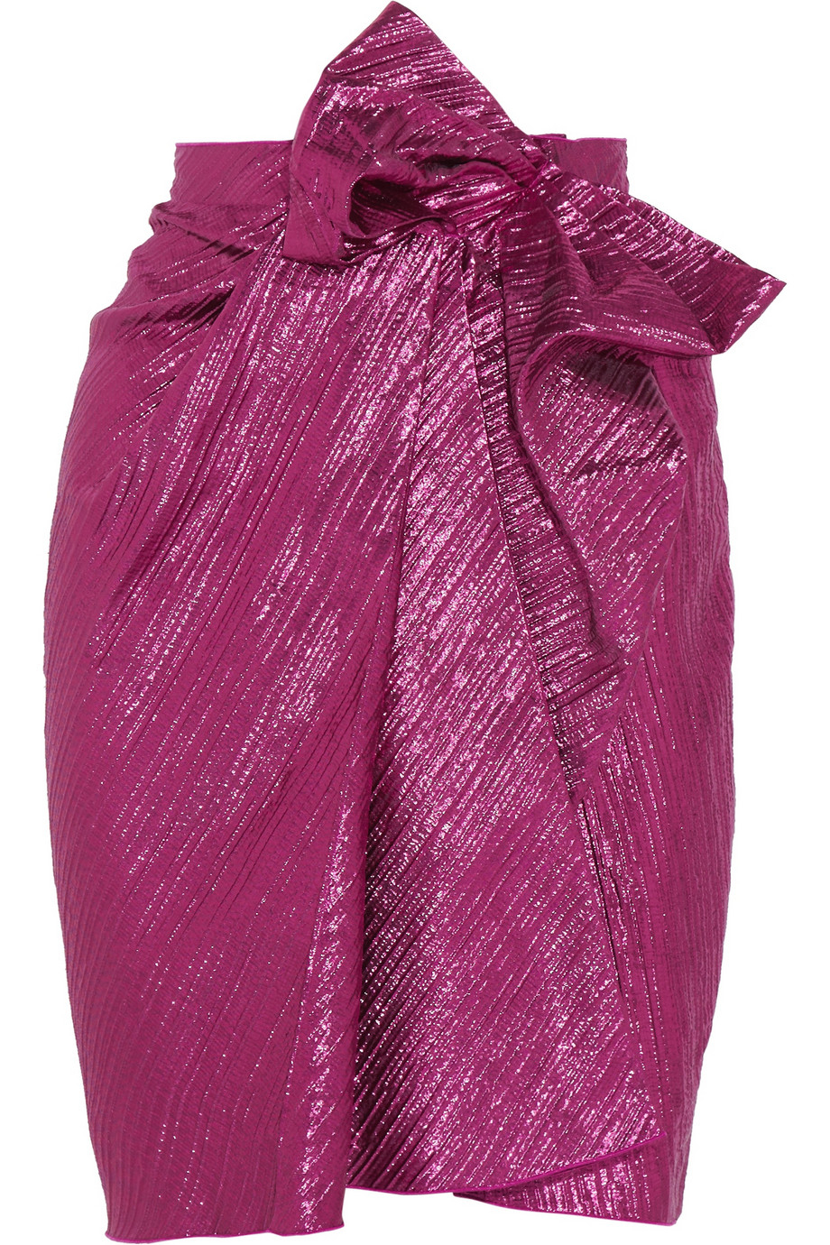 Lanvin Bow-Embellished Lamã© Skirt in Purple | Lyst