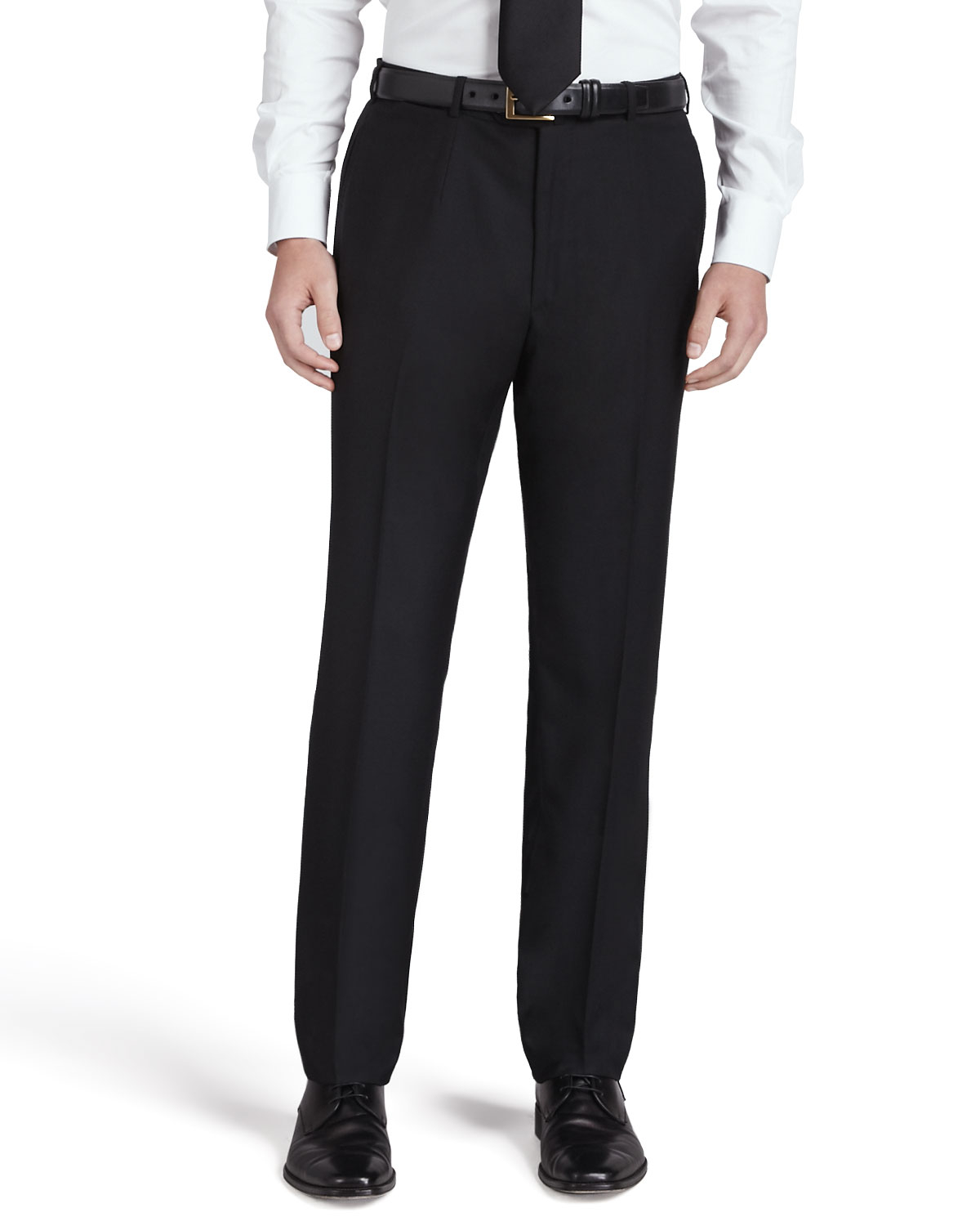Lyst - Isaia Flat-front Trousers in Black for Men