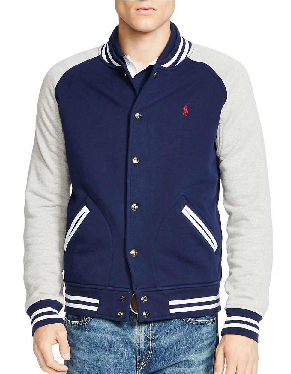 Polo Ralph Lauren | Blue Fleece Baseball Jacket for Men | Lyst