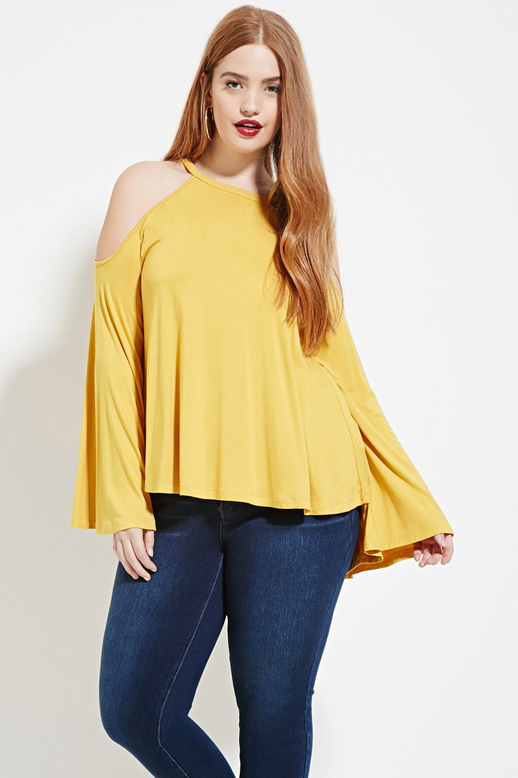 Lyst Forever 21 Plus Size Openshoulder Top in Yellow