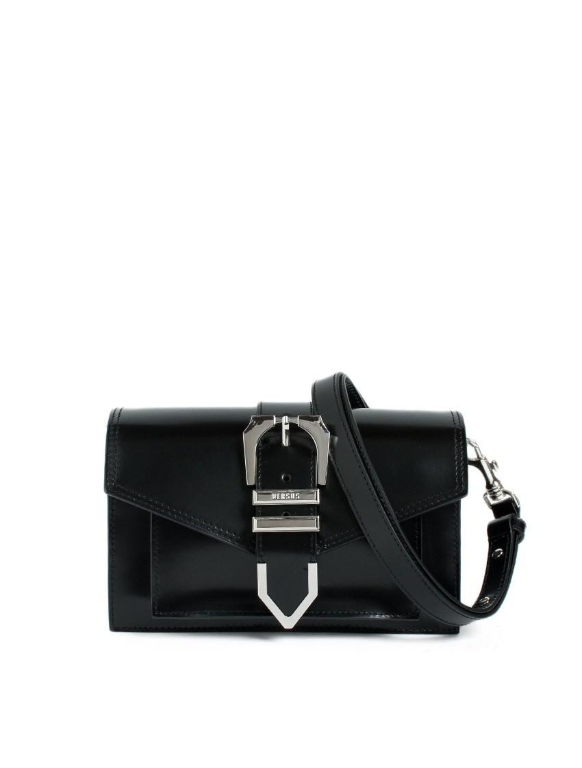 Lyst Versus Leather Shoulder Bag With Buckle Detail In Black Gallery