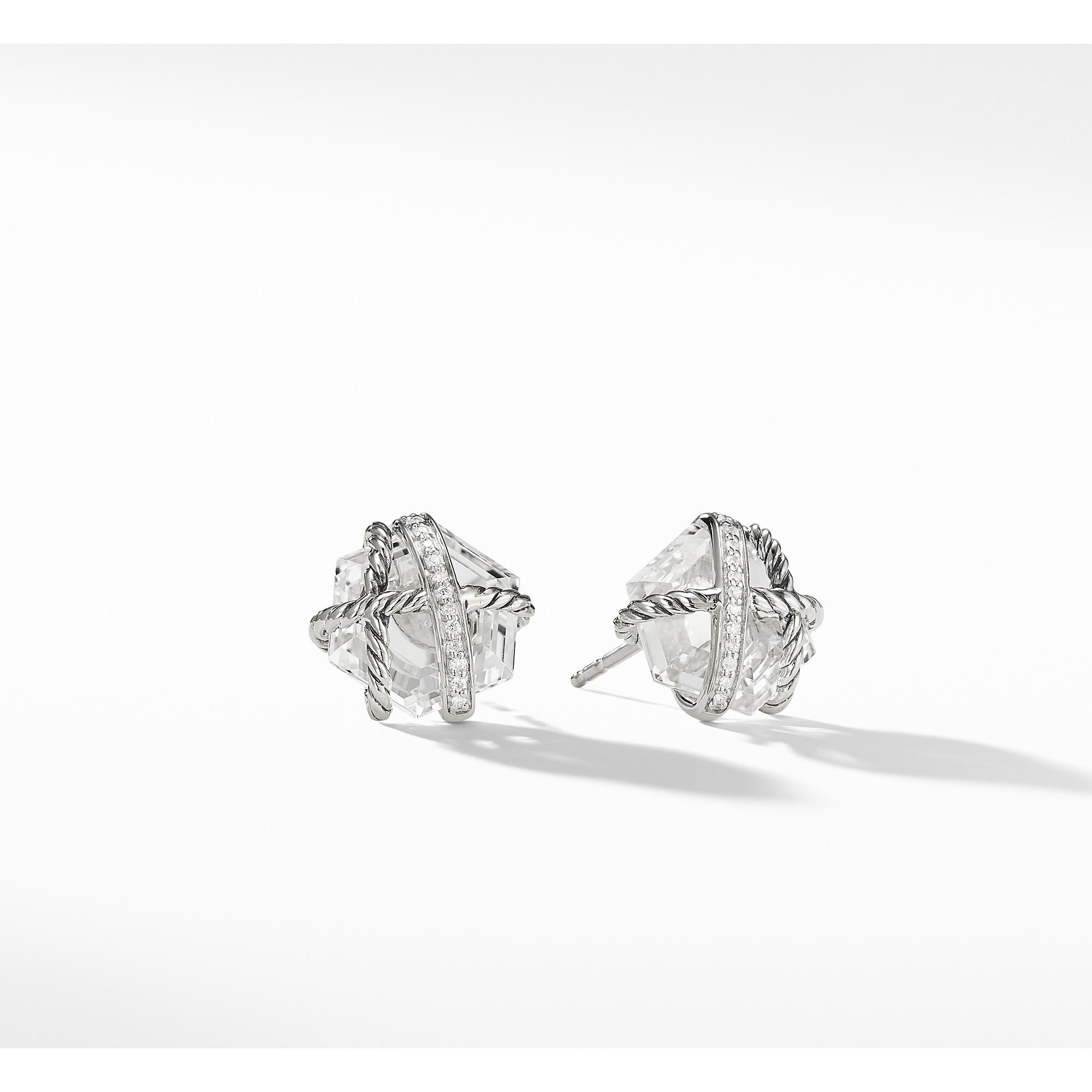 Lyst David Yurman Cable Wrap Earrings With Crystal And Diamonds 10mm David Yurman Women S Cable Wrap Earrings With Crystal