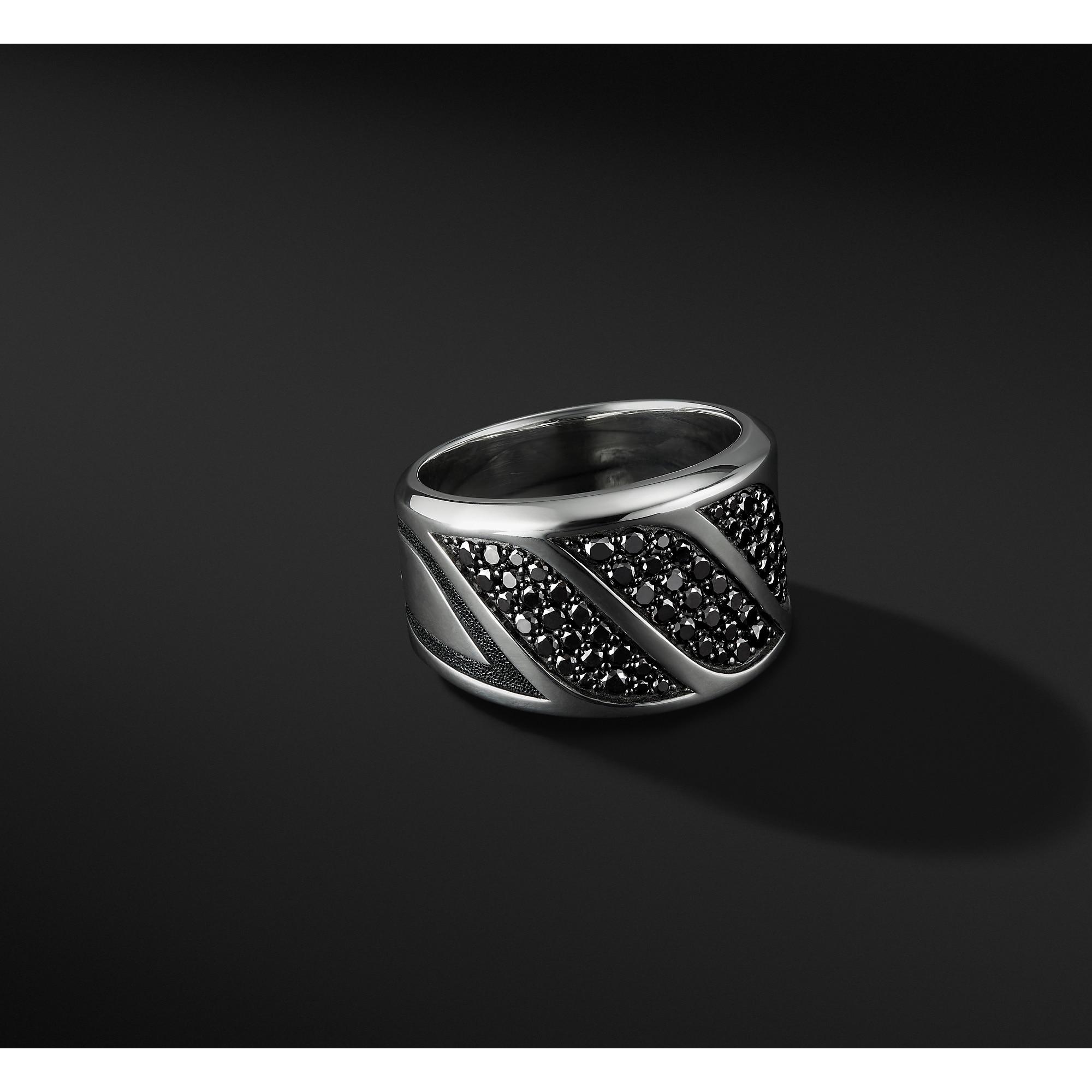 Lyst David Yurman Graphic Cable Band Ring With Black Diamonds in