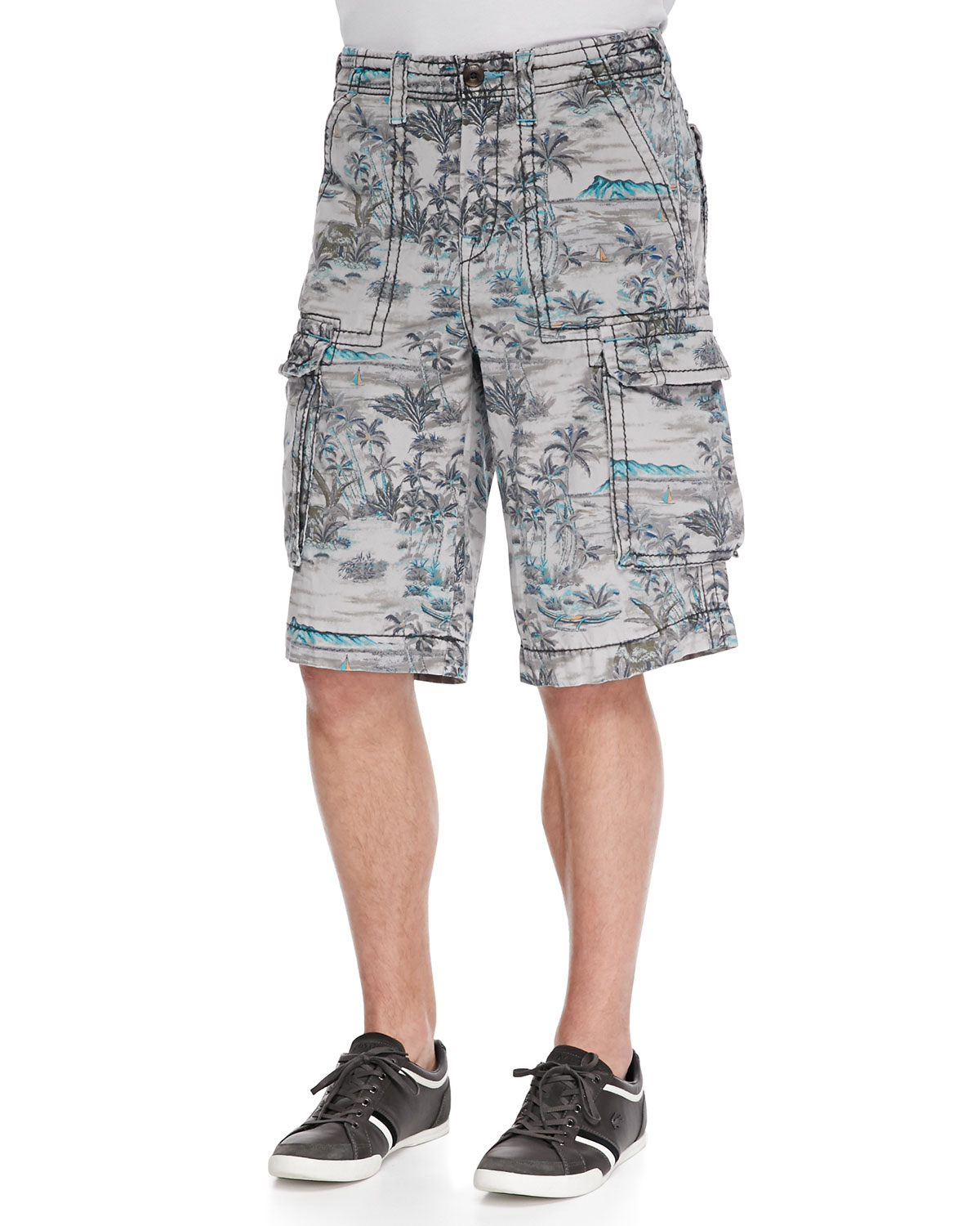 True Religion Isaac Tropical-Print Cargo Shorts in Gray for Men (MULTI ...
