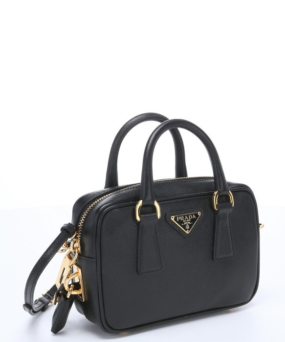 brown leather zip around purse - Prada Black Saffiano Leather Mini Convertible Top Handle Bag in ...