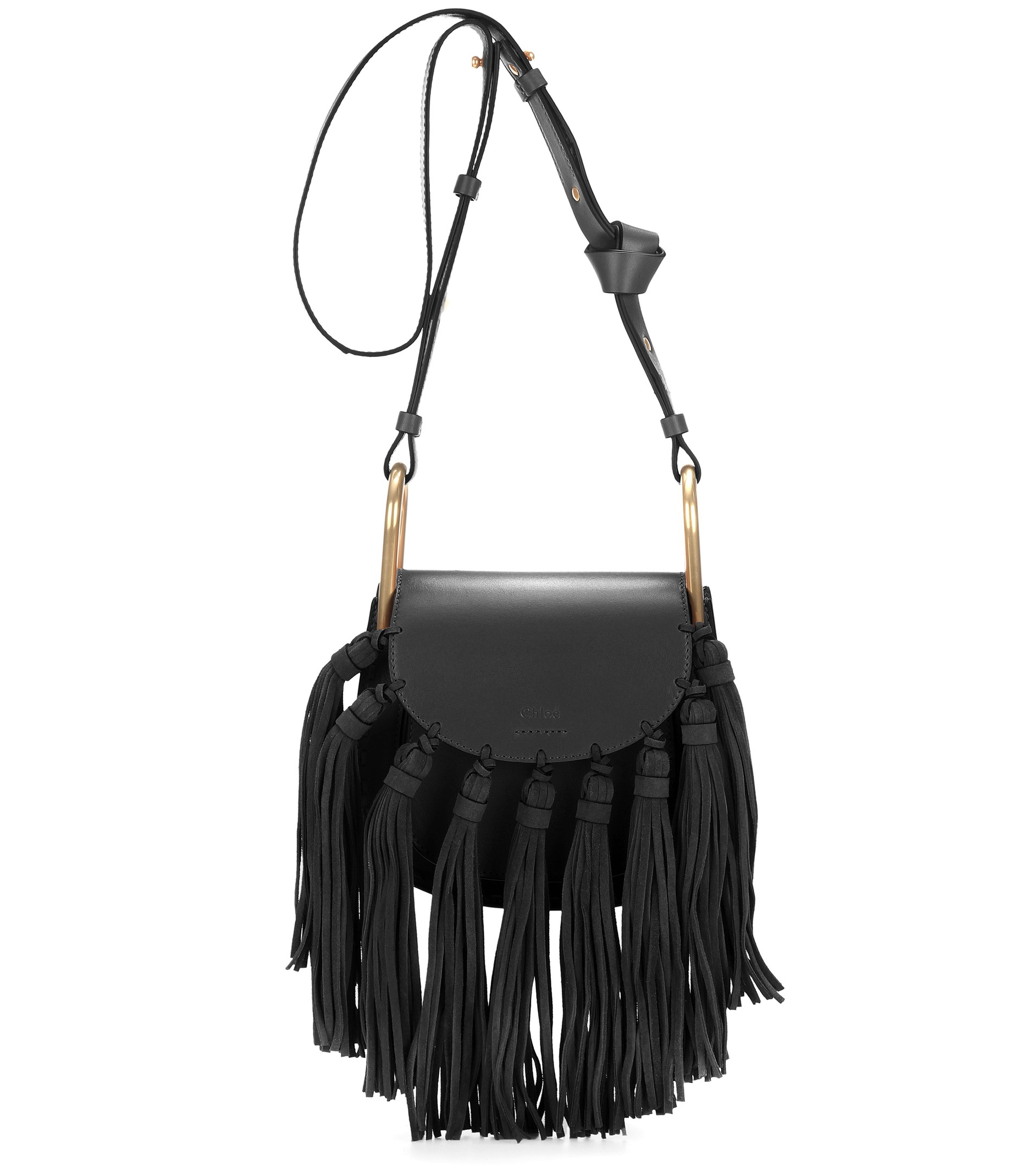 Chlo Mini Hudson Leather Shoulder Bag in Black | Lyst