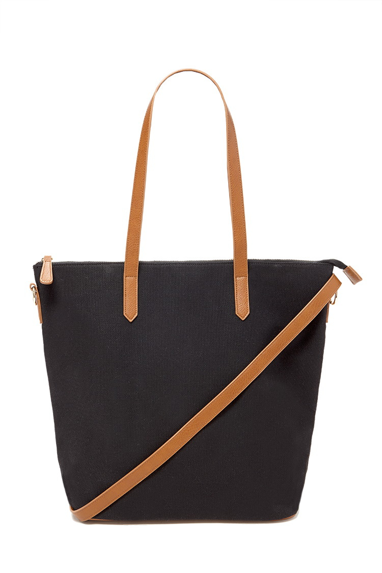 Forever 21 Zip-top Canvas Tote in Black | Lyst