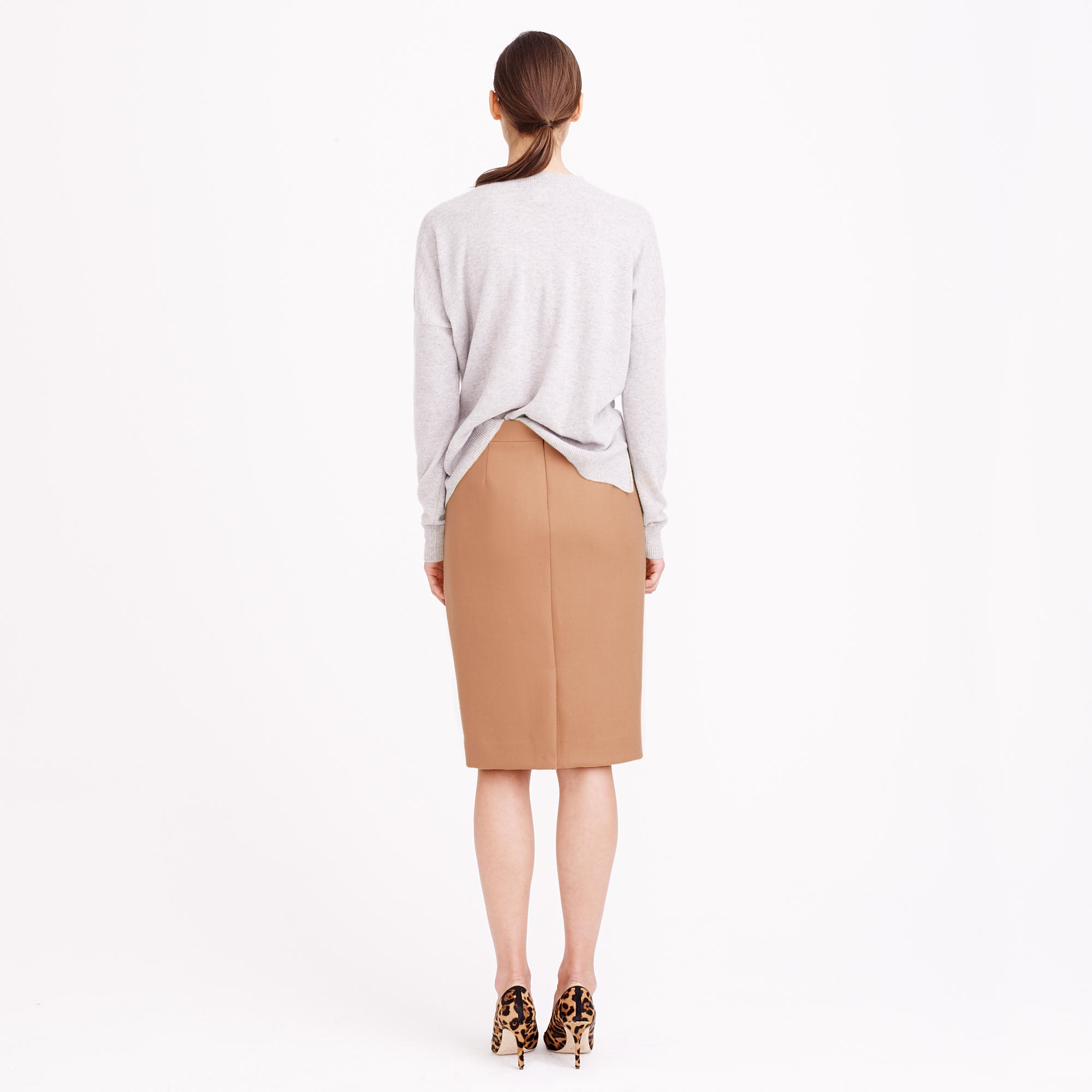 J Crew Tall No 2 Pencil Skirt In Double Serge Wool In Brown Lyst