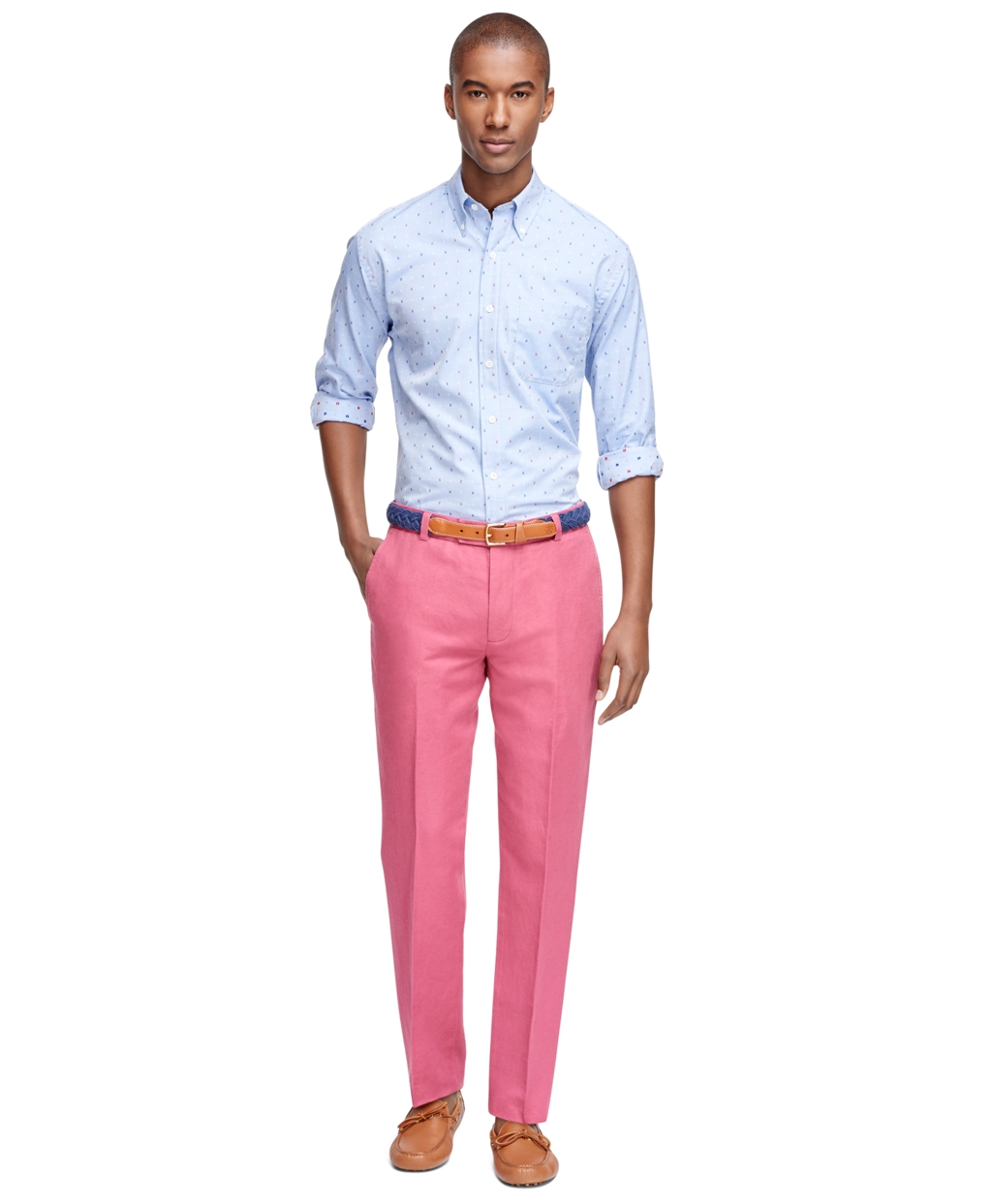 Brooks brothers Milano Fit Linen And Cotton Pants in Pink for Men | Lyst