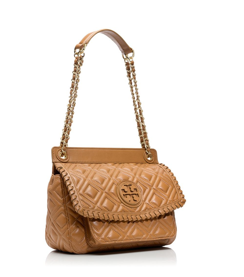 Lyst Tory Burch Marion Quilted Small Shoulder Bag In Brown Gallery Women S Tory Burch Marion