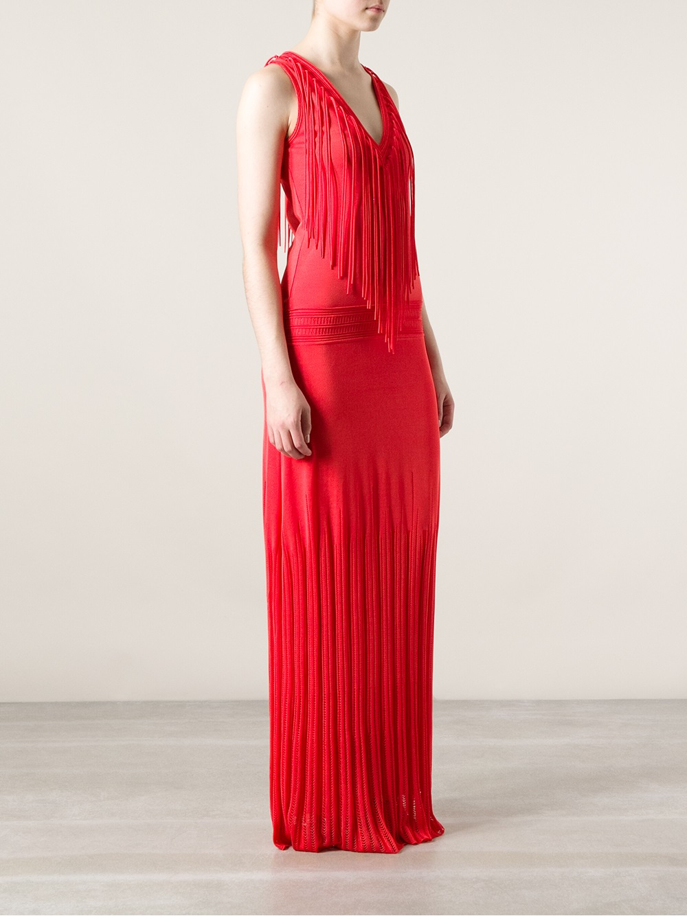 fringe evening gown