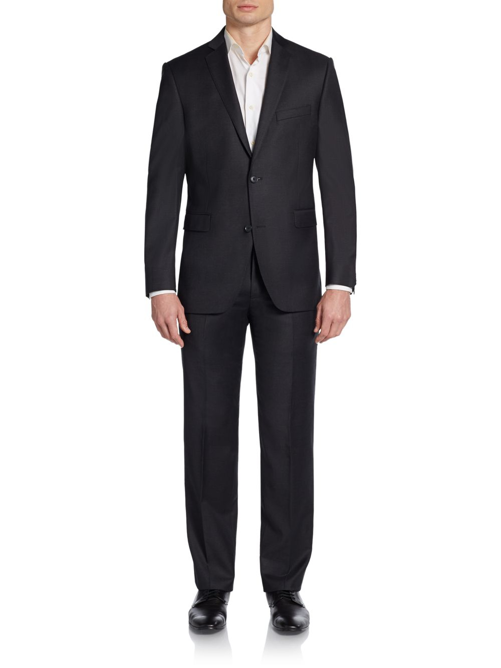 Saks fifth avenue Trim-fit Solid Wool Suit in Gray for Men | Lyst
