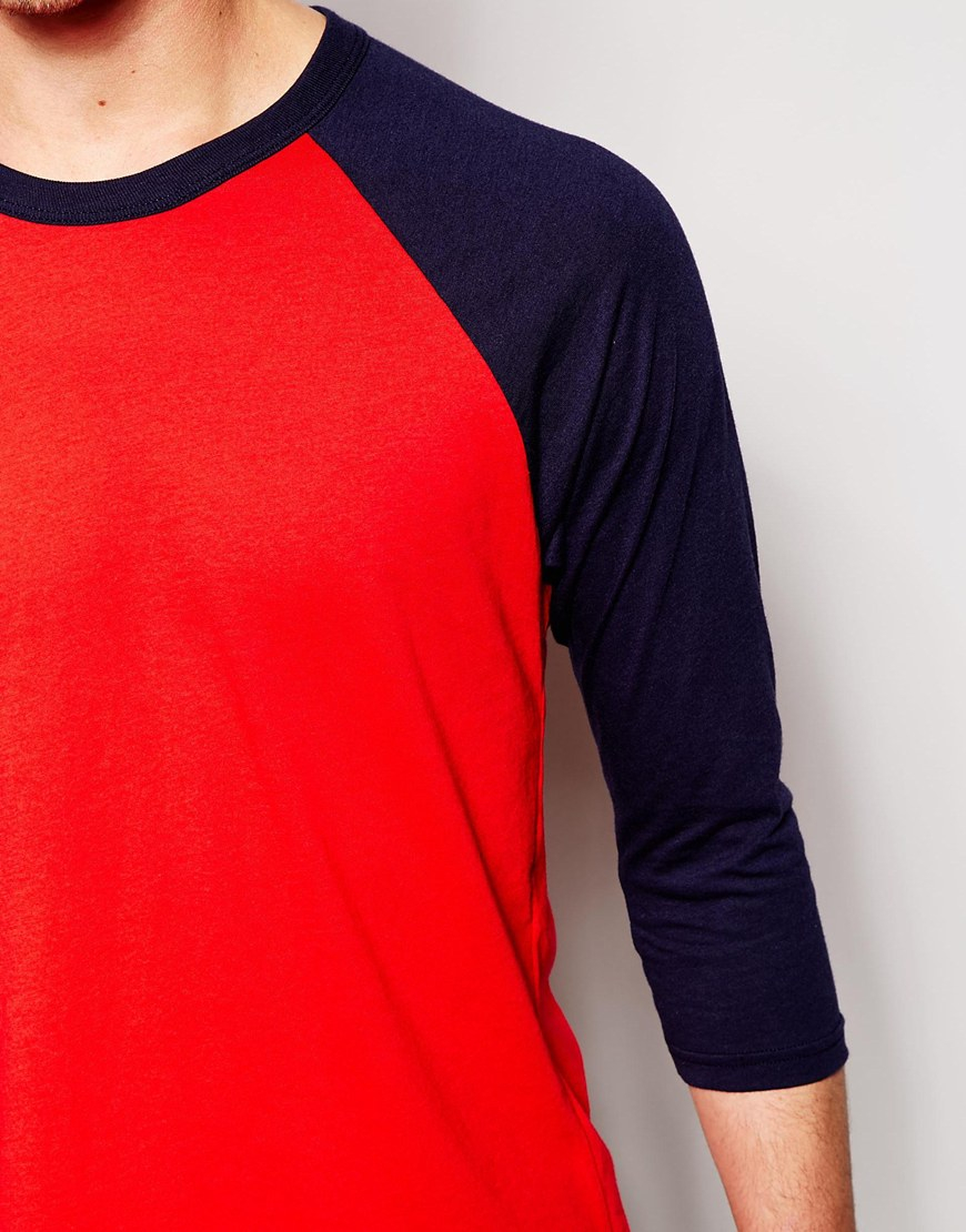 American apparel 3/4 Sleeve Raglan Tshirt in Blue for Men Lyst