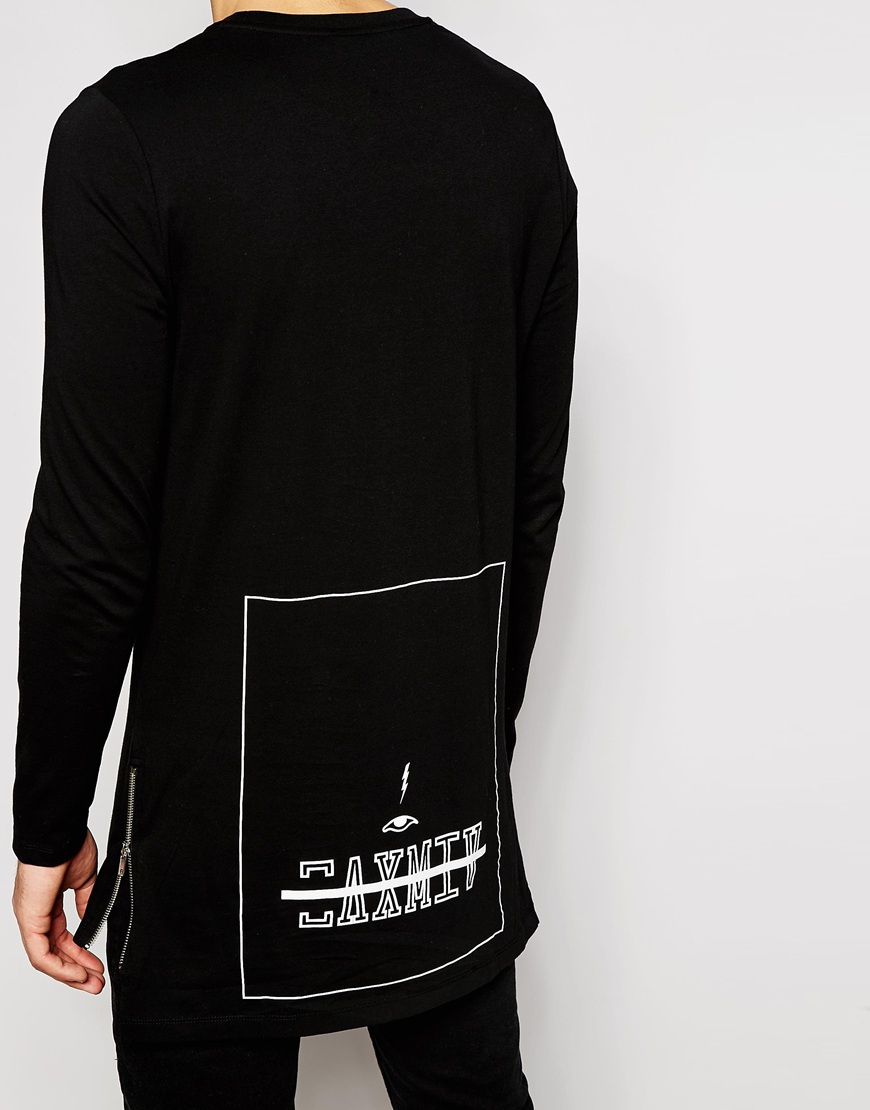 Download ASOS Super Longline Long Sleeve T-shirt With Back Print ...