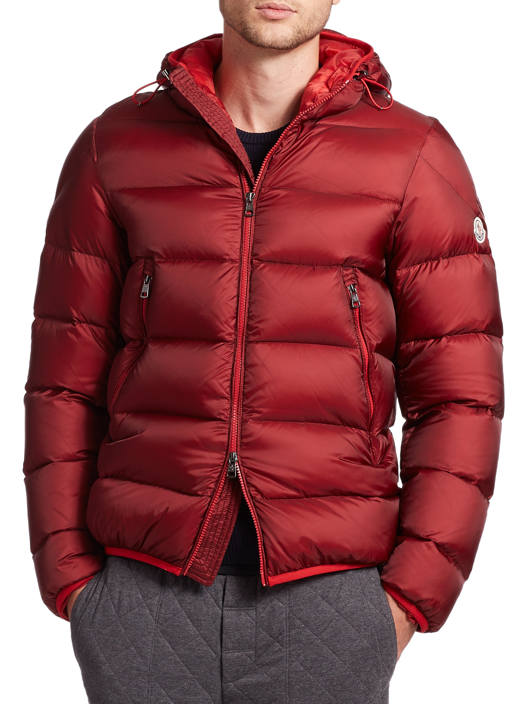 Moncler Chauvon Hooded Down Jacket in Red for Men | Lyst