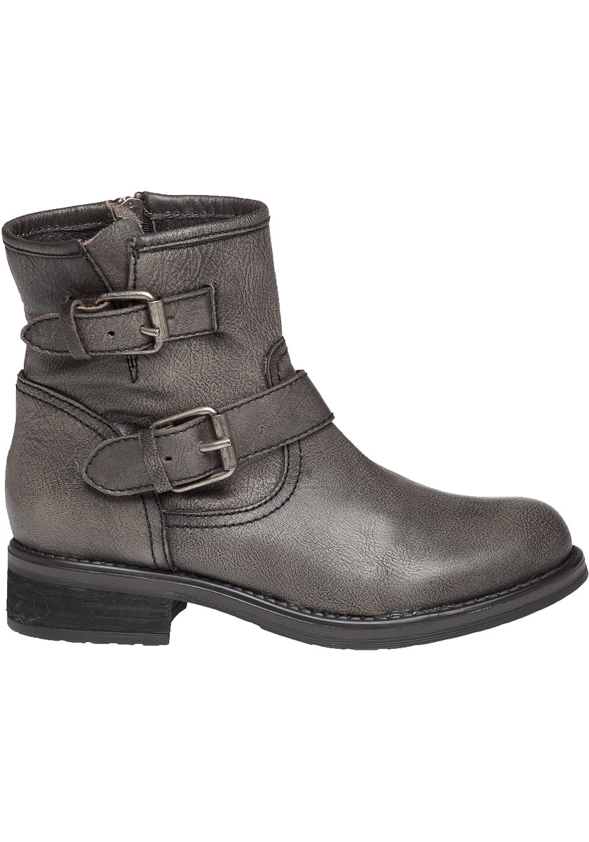 Steve madden Damiannn Dual-Buckled Leather Boots in Gray | Lyst