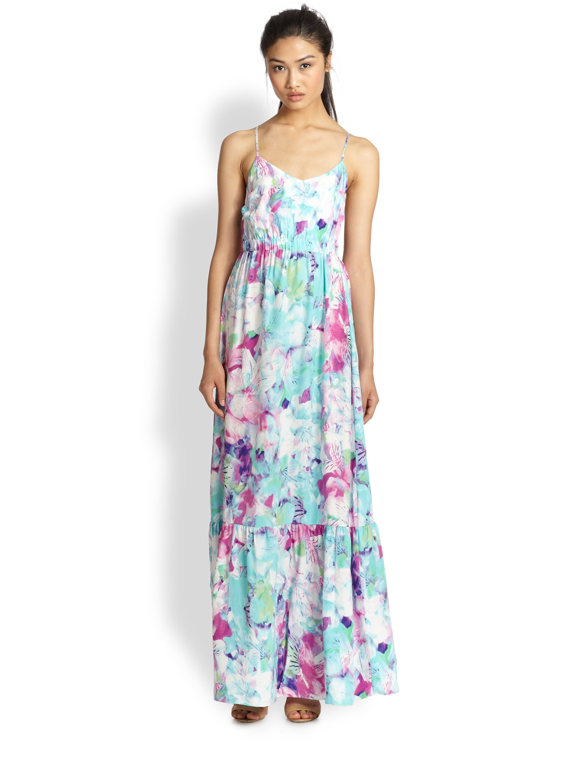 Lyst - Parker Anna Floral-Print Silk Maxi Dress
