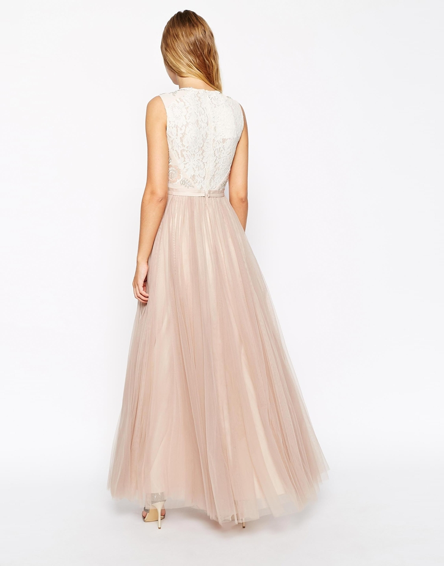 Needle & thread Embellished Rose Lace Maxi Dress in Pink | Lyst