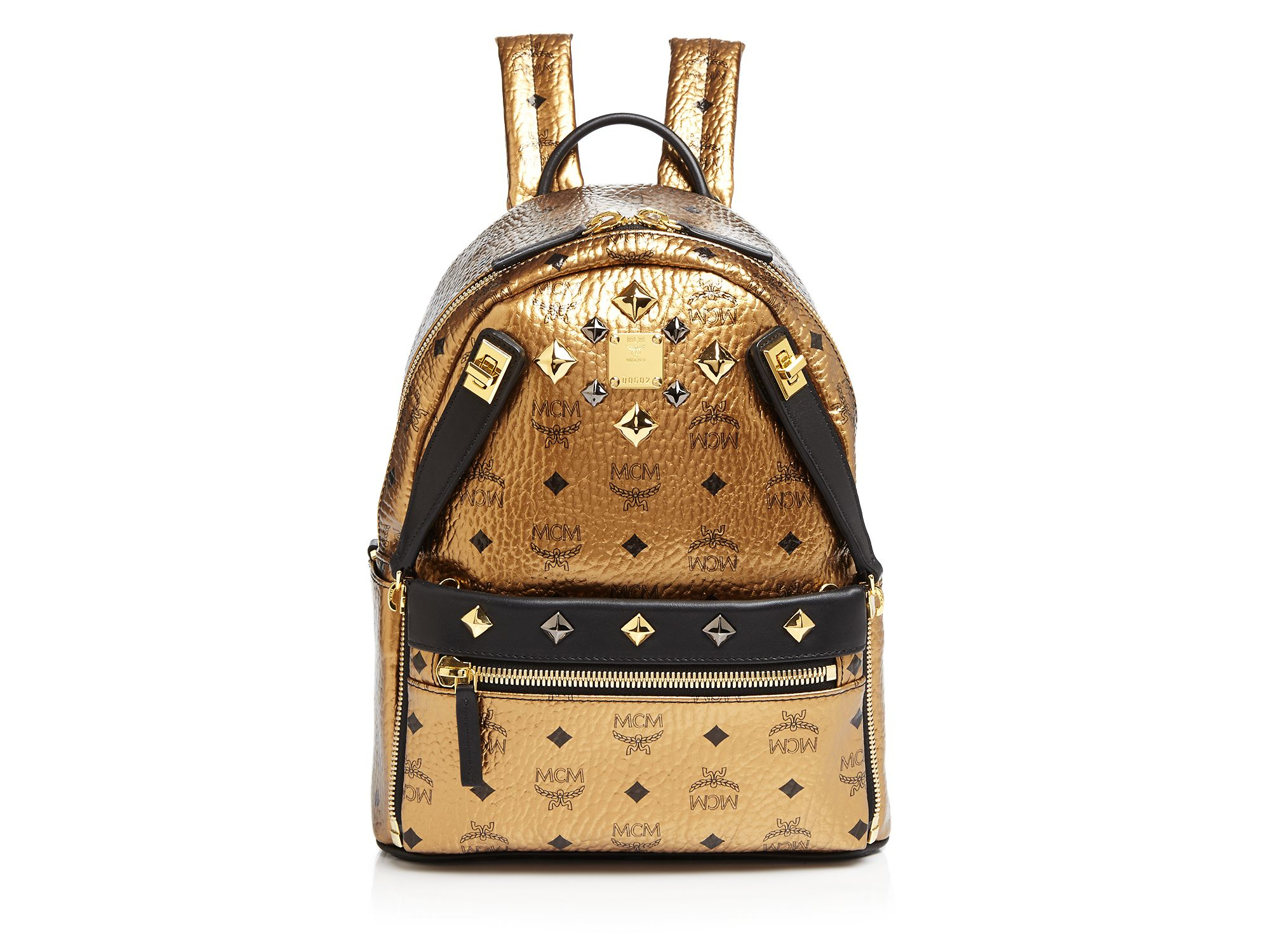 Mcm Backpack - Dual Stark Small Metallic in Gold | Lyst