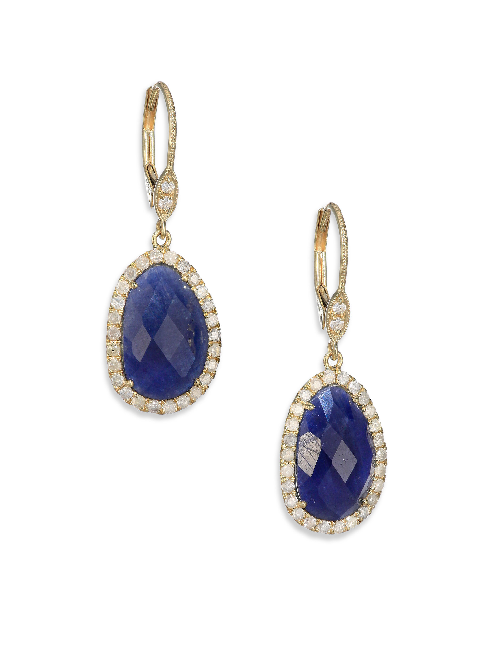 Meira t Sapphire, Diamond amp; 14k Yellow Gold Drop Earrings in Blue 