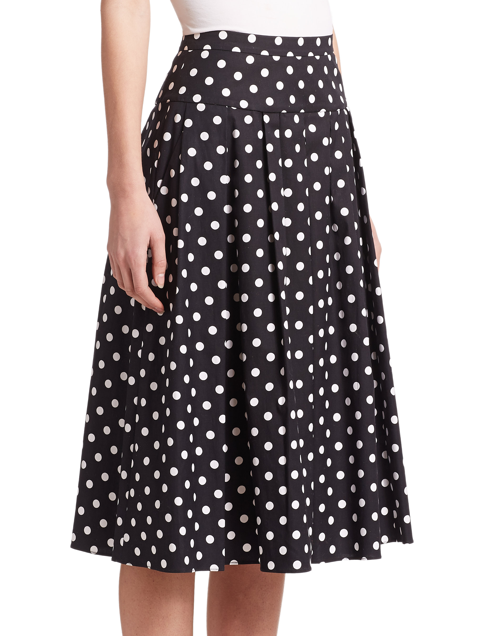 Lyst - Michael Kors Polka Dot Pleated Skirt in Black