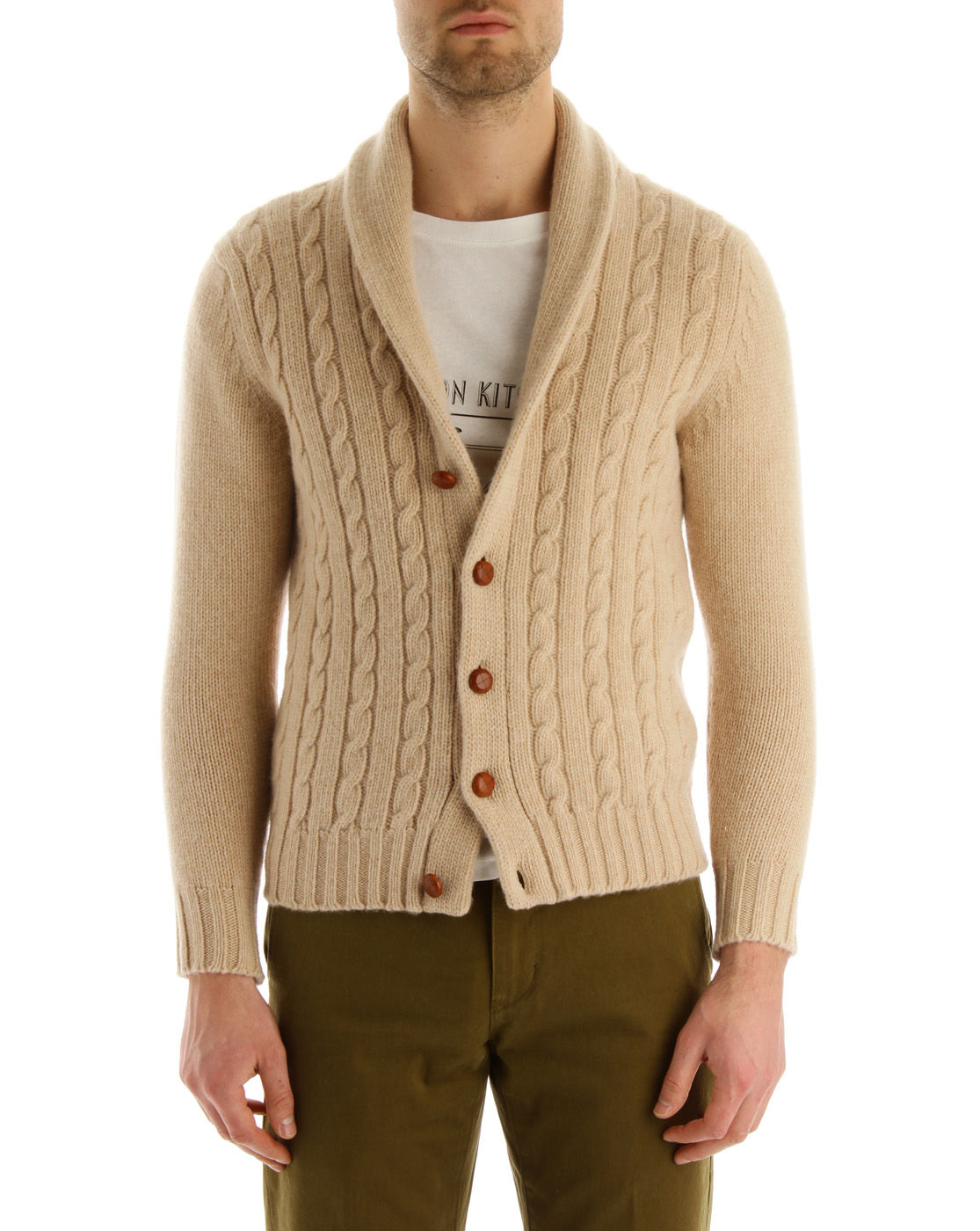 Maison Kitsuné Beige Cardigan with Shawl Collar in Beige for Men | Lyst