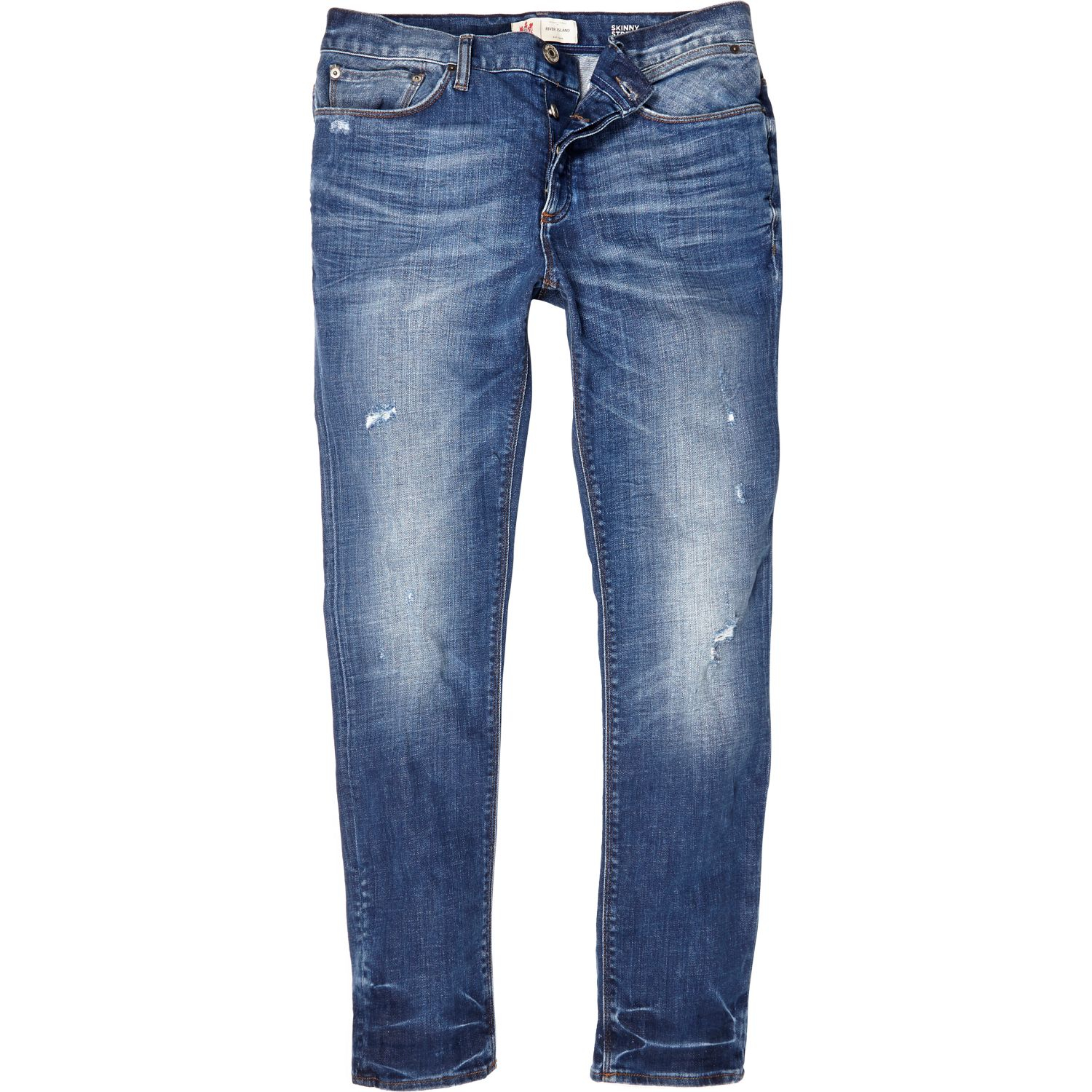 River Island Light Wash Ripped Sid Skinny Stretch Jeans in Blue for Men ...