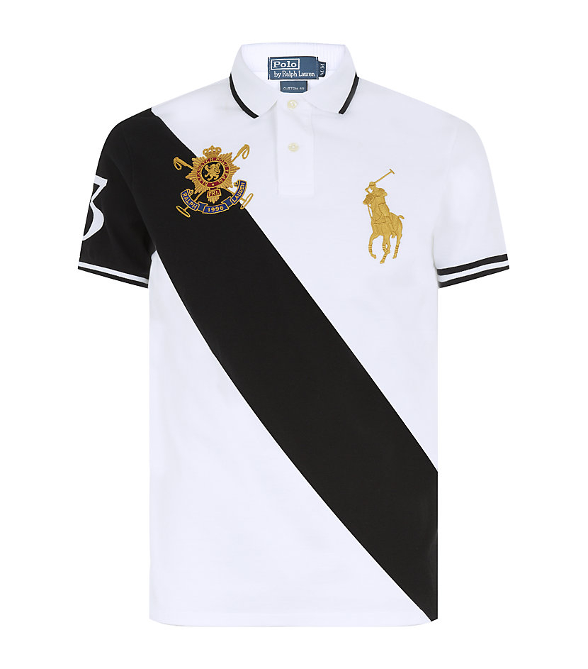 Polo ralph lauren Diagonal Stripe Black Watch Team Polo Shirt in Black ...