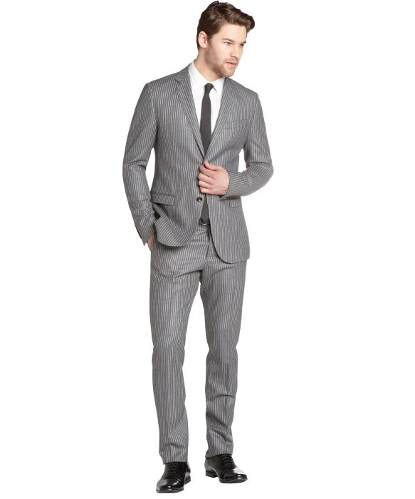 Gucci Grey Chalk Stripe Wool Two-button Suit with Flat Front Pants in ...