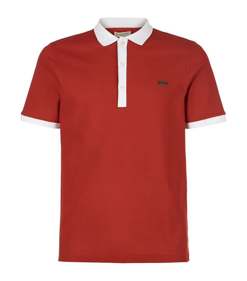 Burberry london Mercerised Cotton Polo Shirt in Red for Men | Lyst