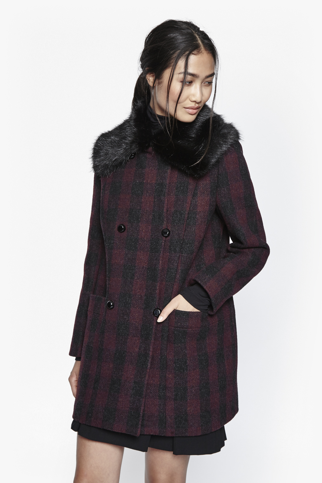 lyst-french-connection-highland-wool-faux-fur-coat