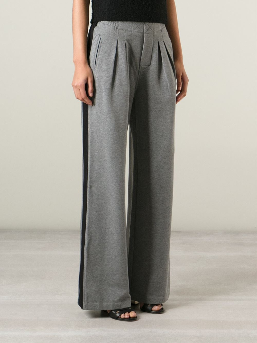 Norma kamali Wide Leg Track Pants in Gray (grey) | Lyst