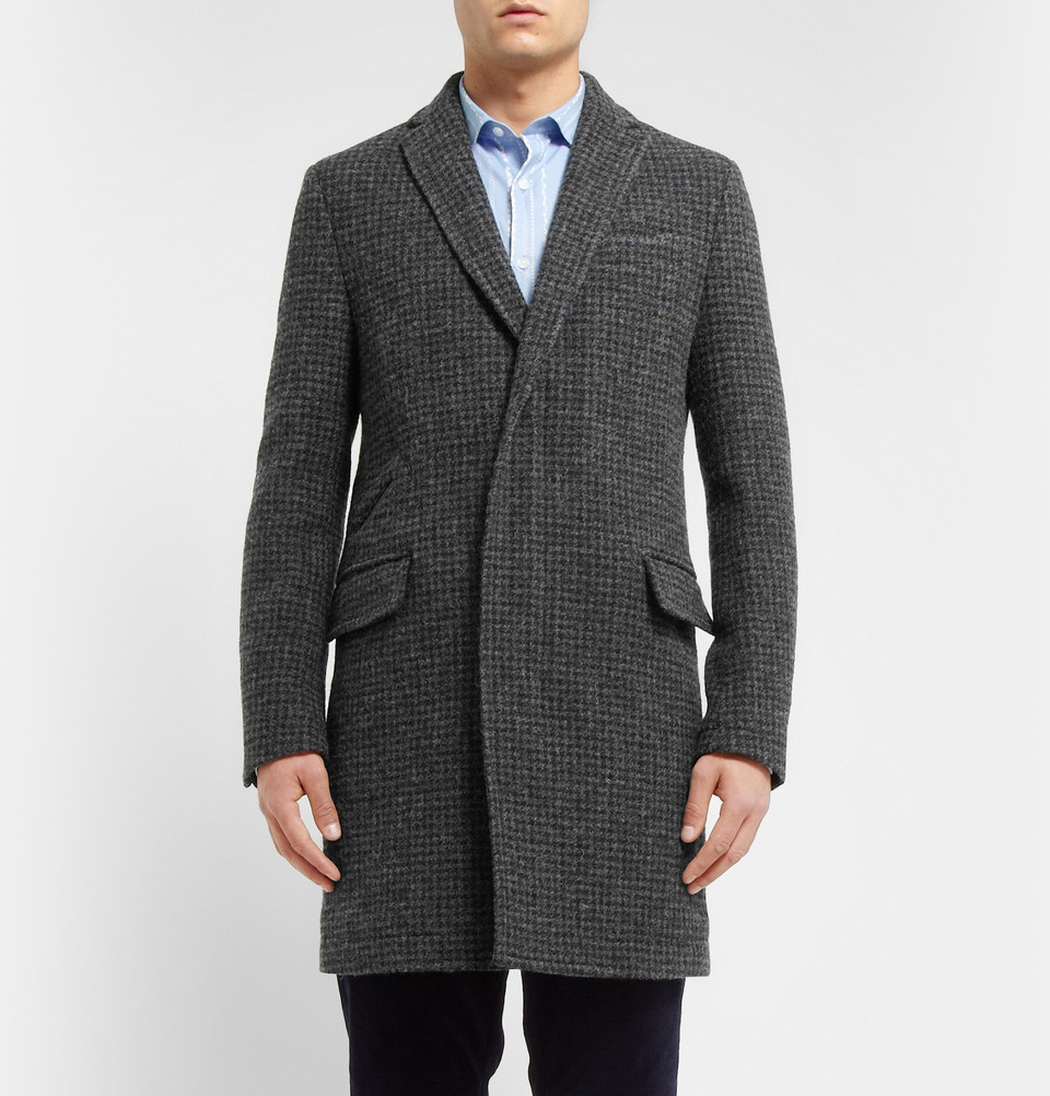 Lyst - Sacai Slim-Fit Check Wool And Cotton-Blend Coat in Gray for Men