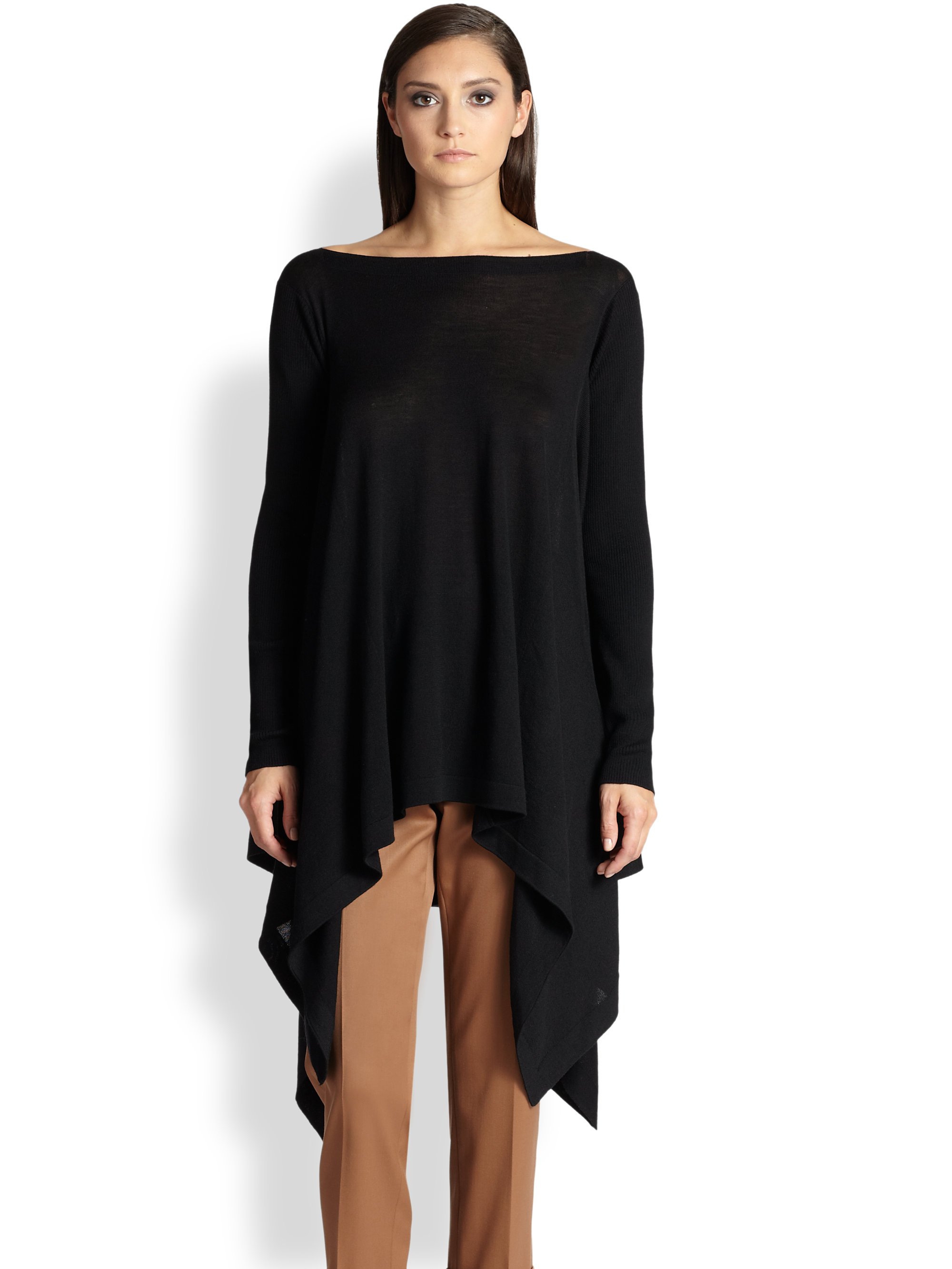 St. john Lightweight Wool Knit Tunic in Black | Lyst